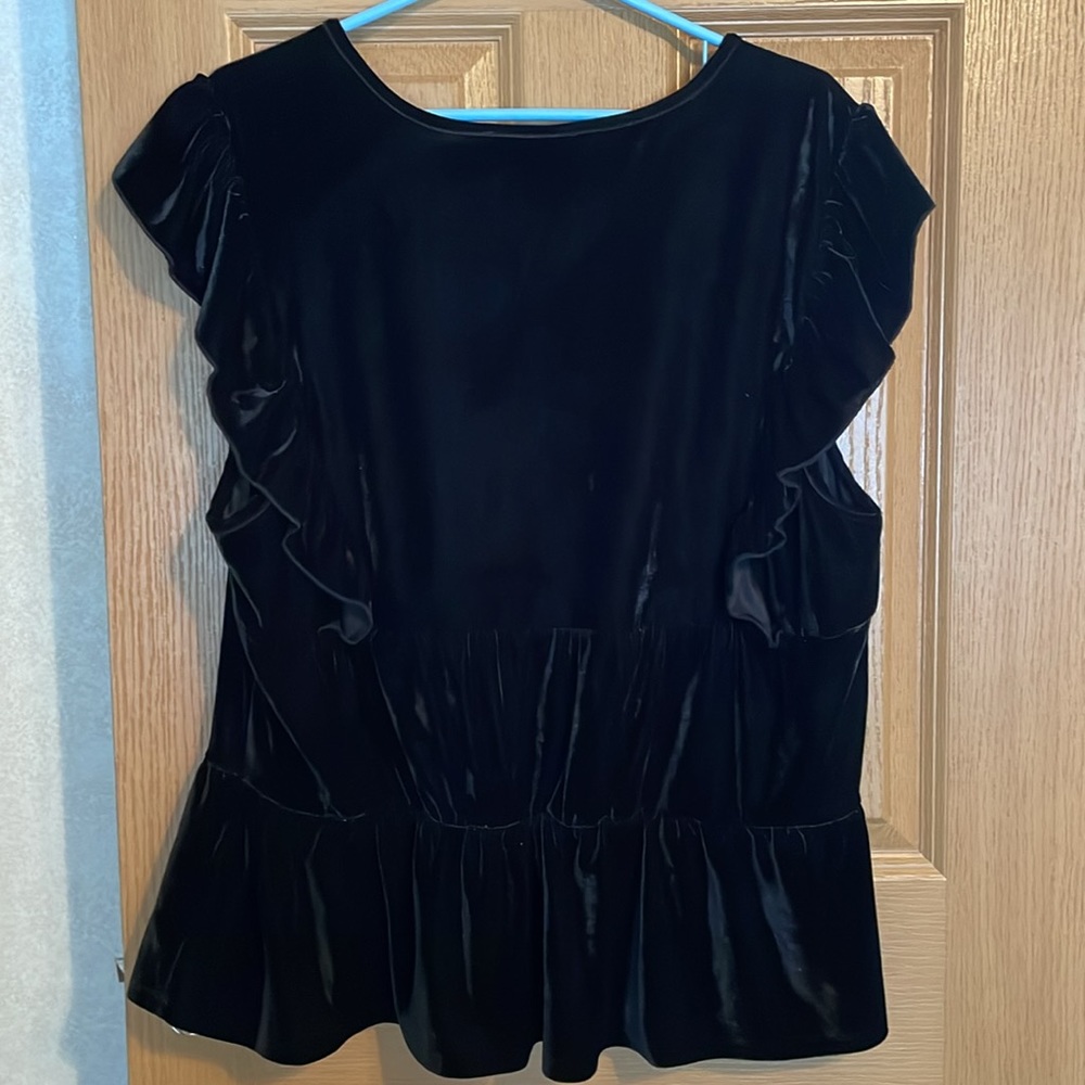 NWOT New York & Company polyester/spandex velvet v-neck top, Size XXL - Picture 7 of 7
